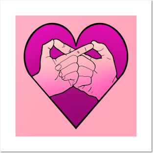 infinity hand gesture in pink heart Posters and Art